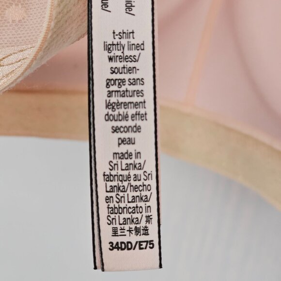 Victoria's Secret Bra 34DD T-Shirt Light Peach Lace Back Wireless Lightly Lined - Picture 11 of 16